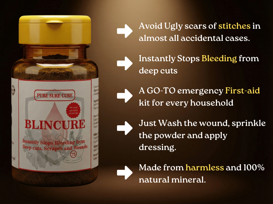 Blincure: Instantly stop Bleeding from deep cuts, Scrapes and Wounds