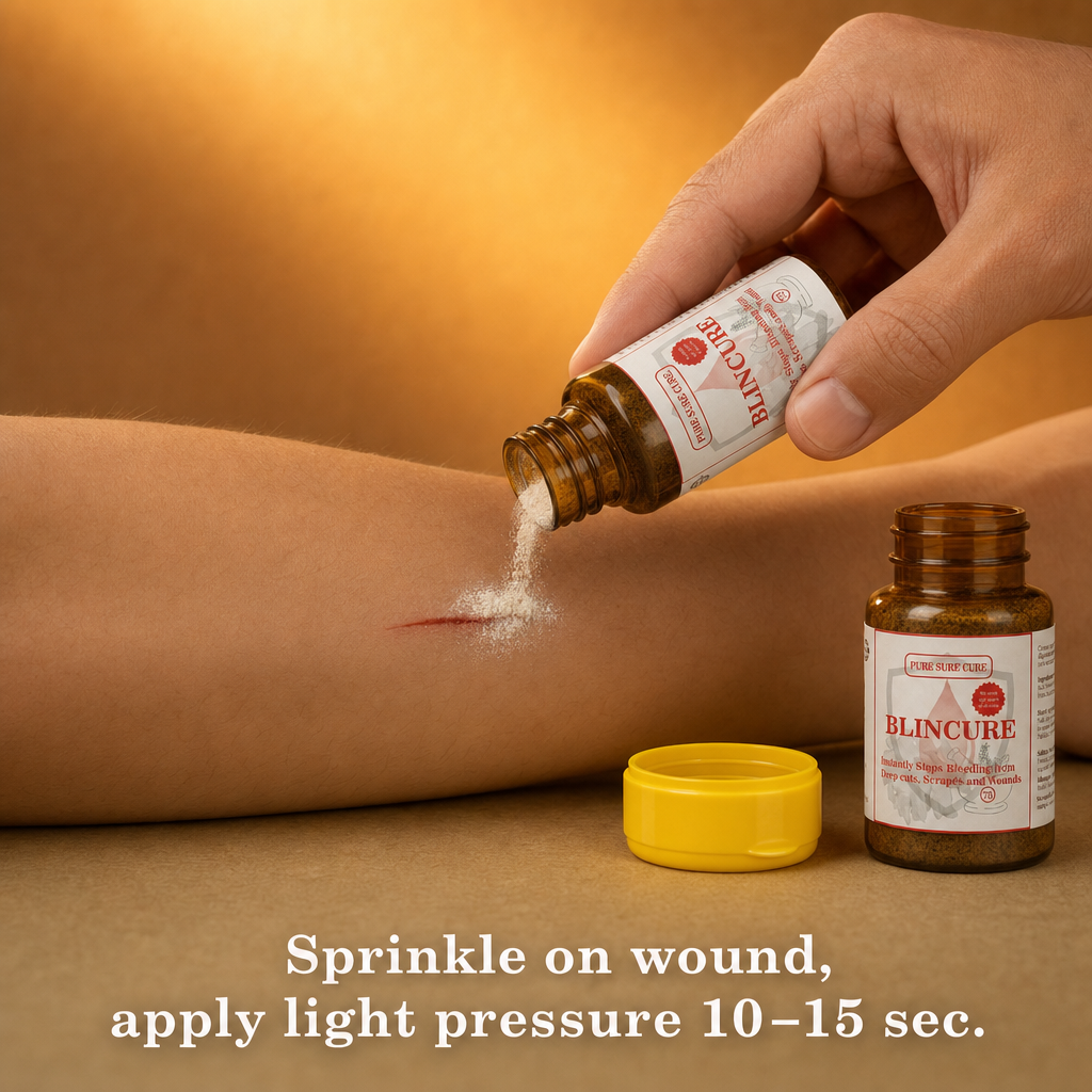 Blincure — Herbal Powder for Instant Bleeding Control on Cuts & Wounds