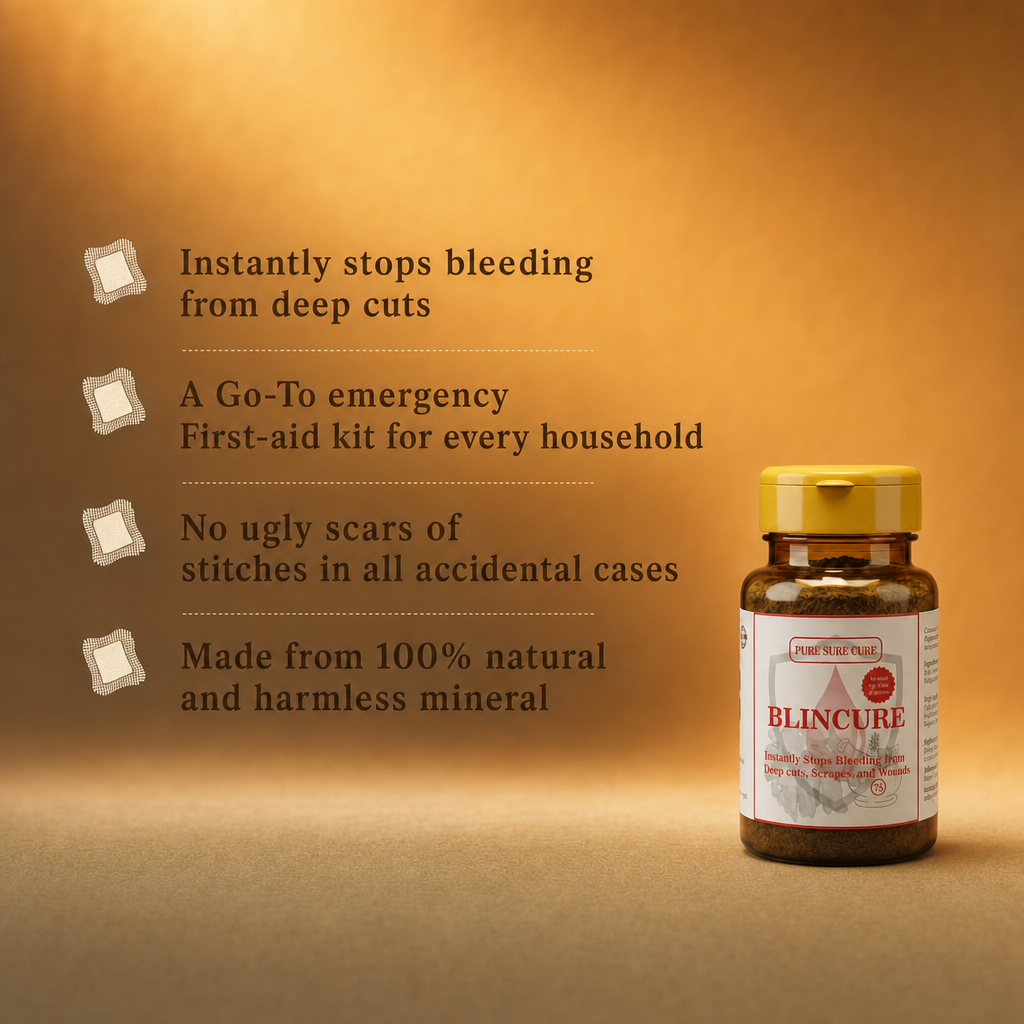 Blincure — Herbal Powder for Instant Bleeding Control on Cuts & Wounds